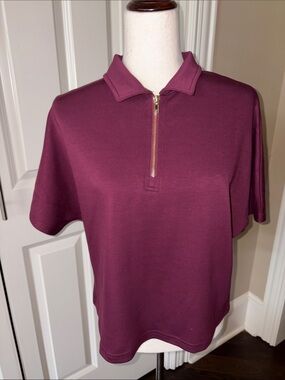 p cill Quarter-Zip Polo Top in Deep Berry M